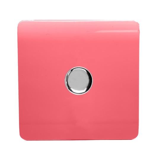 Trendi 1 Gang 2 Way 150w LED Dimmer Screwless 10 Amp Wall Light Switch in Strawberry Red  - ART-LDM150WSB