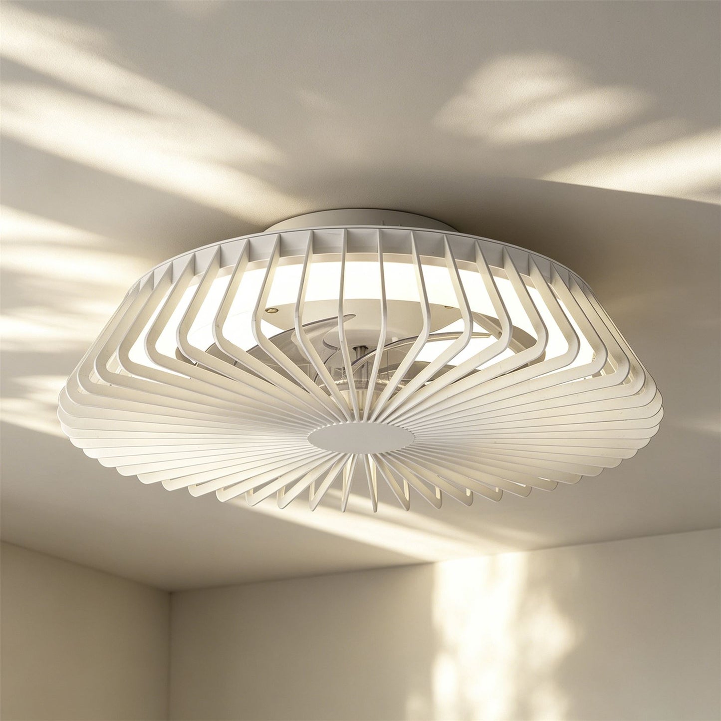 Himalaya Mini 53cm 70W LED Round Ceiling Light With 30W DC Reversible Fan, 2700-5000K Tuneable White, 4900lm, Remote Control, White, 3yrs Warranty