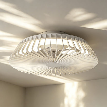 Himalaya Mini 53cm 70W LED Round Ceiling Light With 30W DC Reversible Fan, 2700-5000K Tuneable White, 4900lm, Remote Control, White, 3yrs Warranty