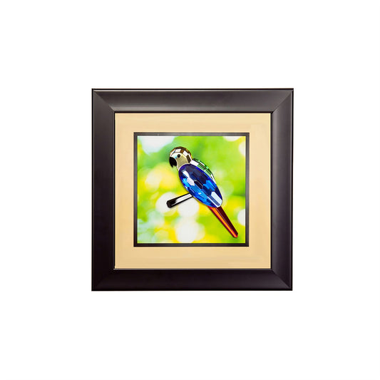 Diyas Home Crystal Wall Art (DH) Nature Parrot, Black Frame, Blue, Yellow, Black, Green, Red Crystal Framed
