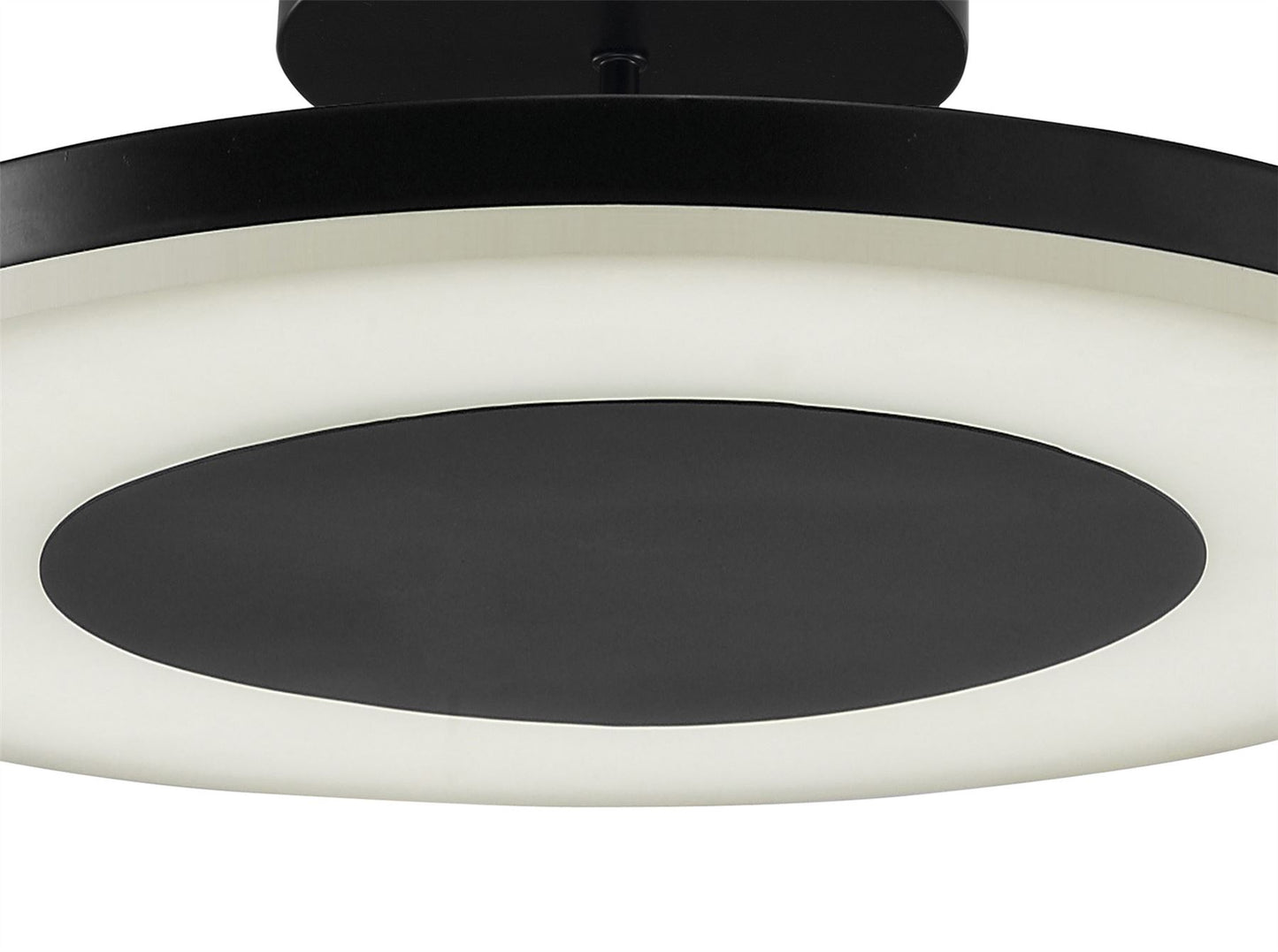 Mantra Discobolo 36cm LED Ceiling Light, 1800lm, Matt Black/Frosted Acrylic, 3yrs Warranty