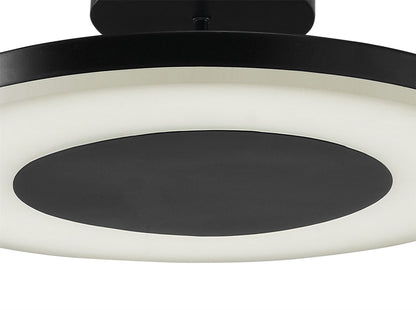 Mantra Discobolo 36cm LED Ceiling Light, 1800lm, Matt Black/Frosted Acrylic, 3yrs Warranty
