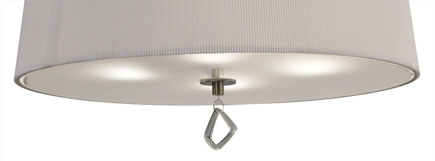 Mantra Mara 55cm Flush Ceiling 4 Light E27 Round, Antique Brass with Ivory White Shade