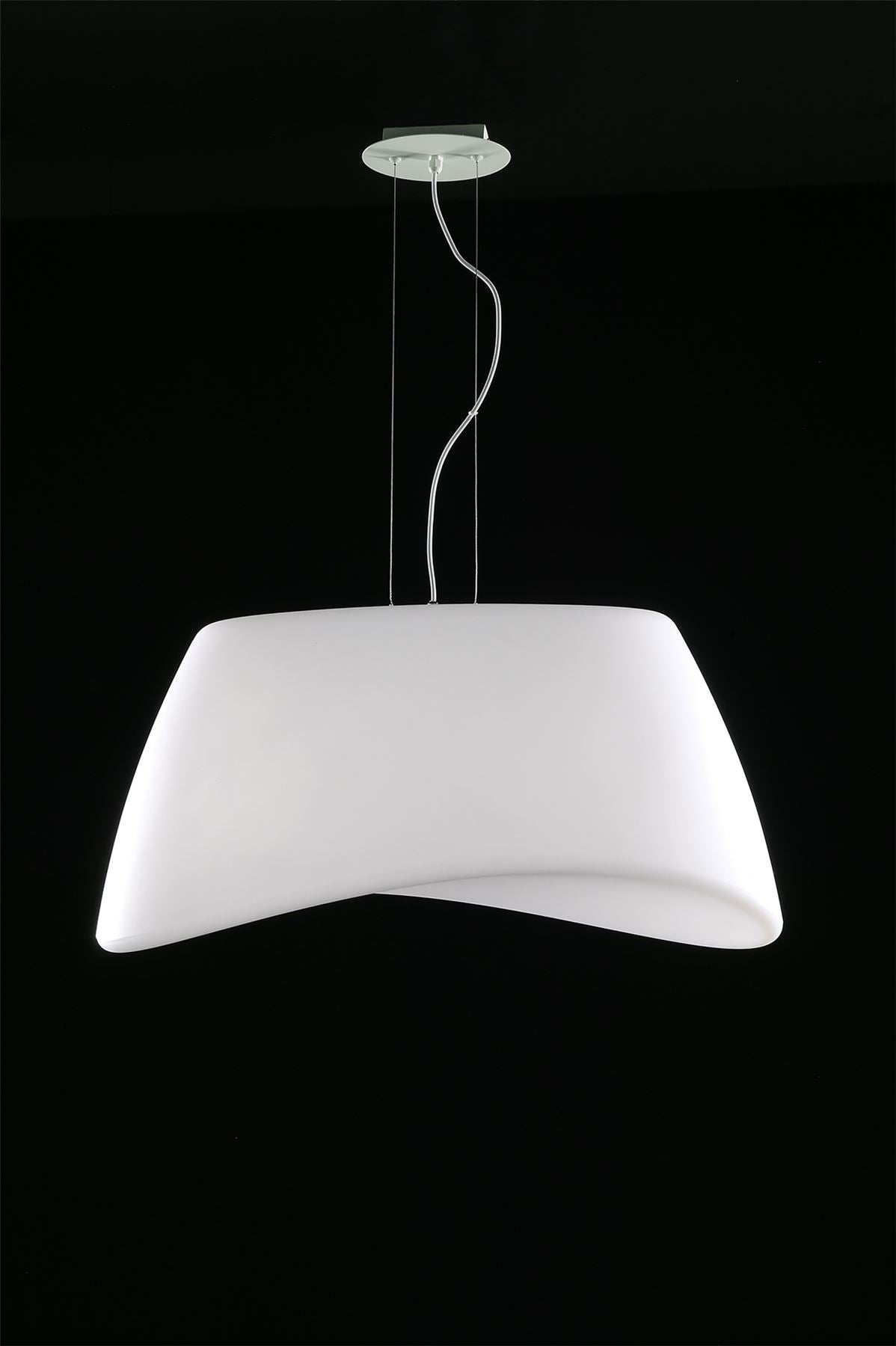Mantra M1504 Cool Pendant 2 Light E27 Oval Outdoor IP44, Matt White/Opal White
