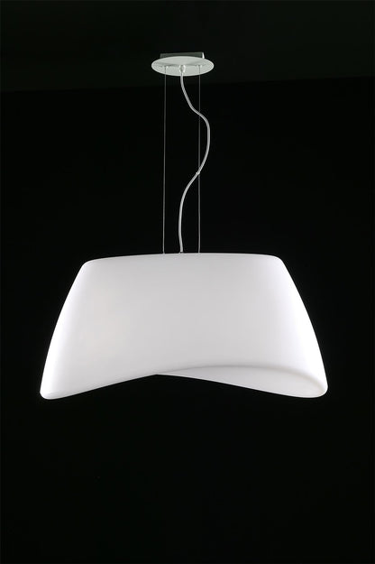 Mantra M1504 Cool Pendant 2 Light E27 Oval Outdoor IP44, Matt White/Opal White