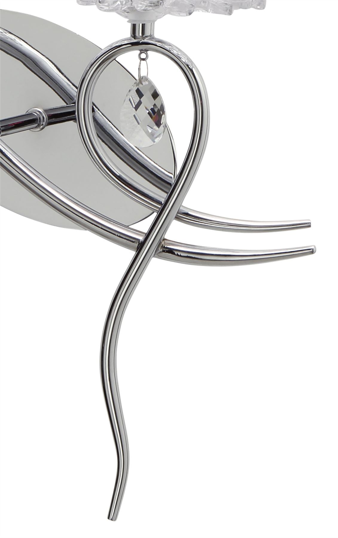 Mantra Louise Wall Light Left 2 Light E27 with White Shade Polished Chrome/Clear Crystal