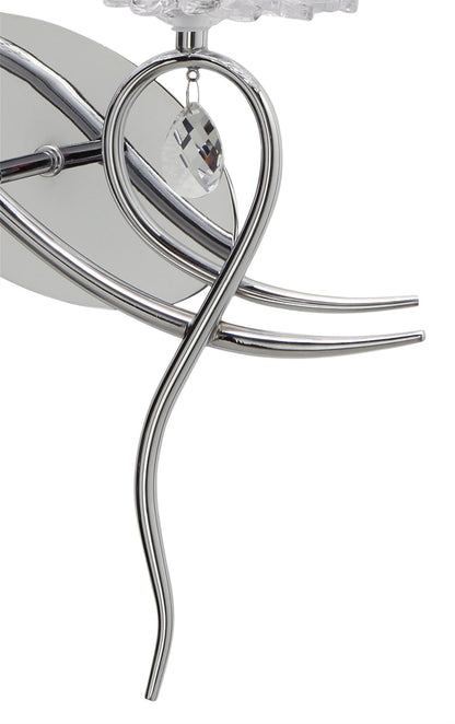 Mantra Louise Wall Light Left 2 Light E27 with White Shade Polished Chrome/Clear Crystal