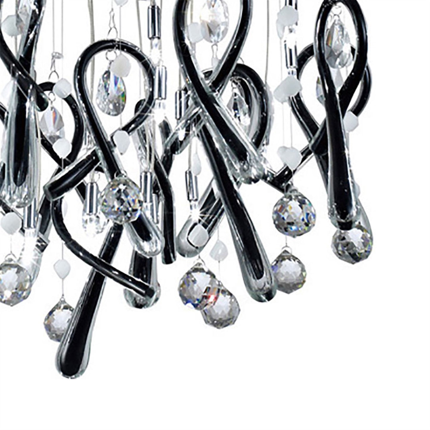 Diyas Class 60cm  Round 20 Light G4 Polished Chrome/Black Glass/Crystal, NOT LED/CFL Compatible Ceiling Pendant Light Fitting