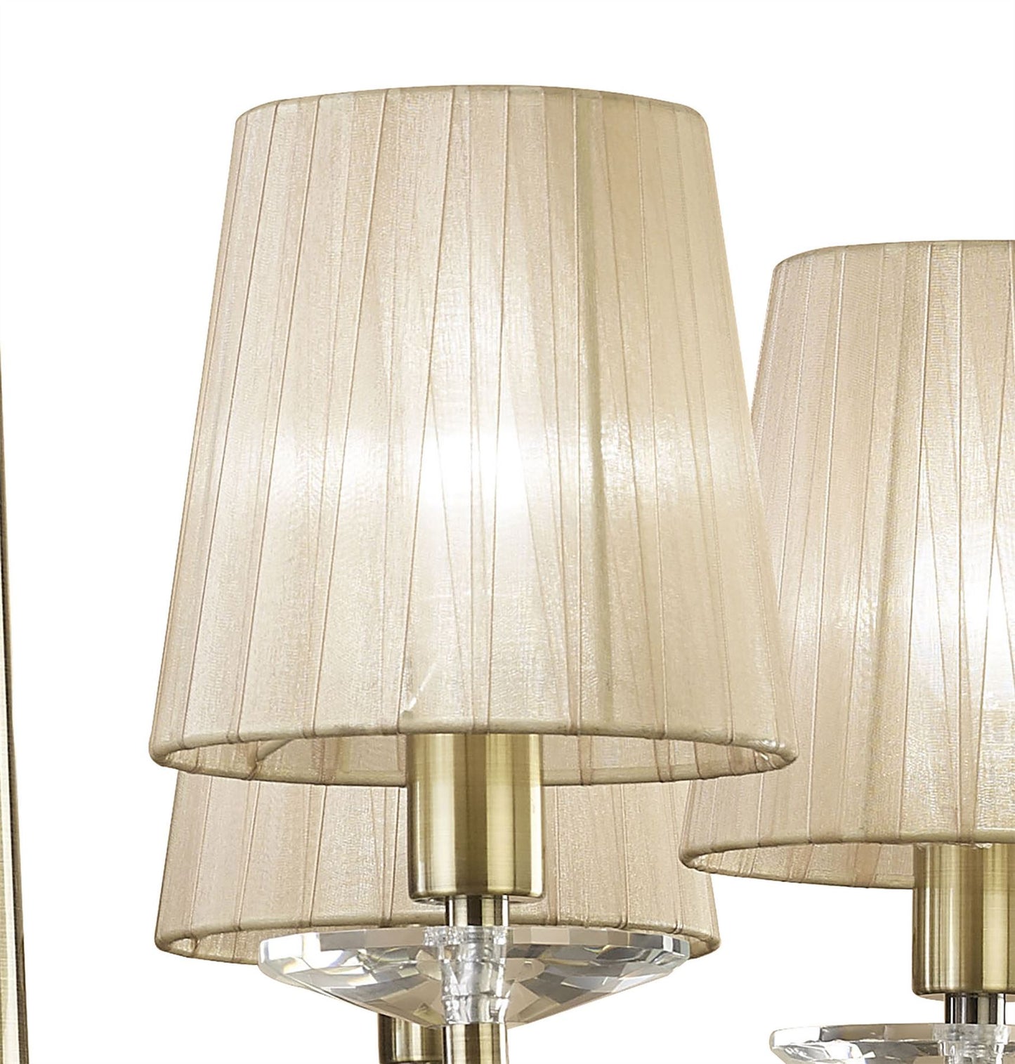 Mantra M3871 Tiffany Pendant 6+6 Light E14+G9, Antique Brass with Soft Bronze Shades & Clear Crystal