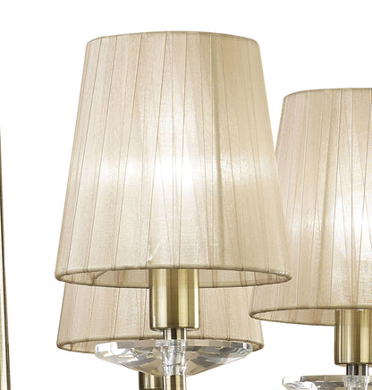 Mantra M3871 Tiffany Pendant 6+6 Light E14+G9, Antique Brass with Soft Bronze Shades & Clear Crystal