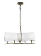 Mantra Ninette 80cm Pendant 3 Arm 6 Light E14, Antique Brass with Ivory White Shades