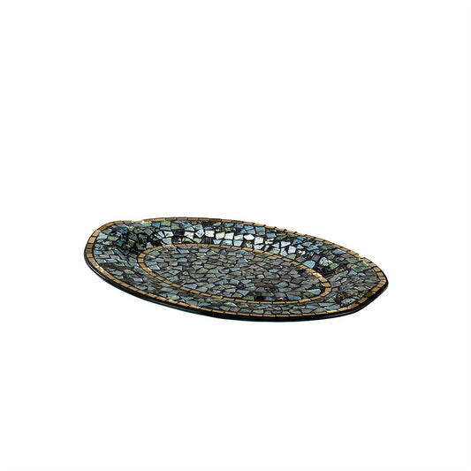Diyas Home (DH) Addison Mosaic Platter Medium Blue/Silver/French Gold Mosaic