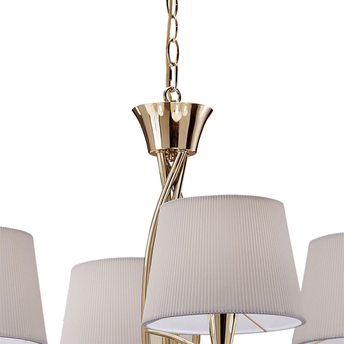 Mantra Mara 100cm Pendant 2 Tier 8 Light E14, French Gold with Ivory White Shades