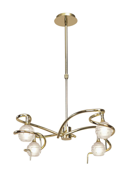 Mantra Dali 58cm Telescopic Pendant Convertible To Semi Flush 4 Light G9, Polished Brass