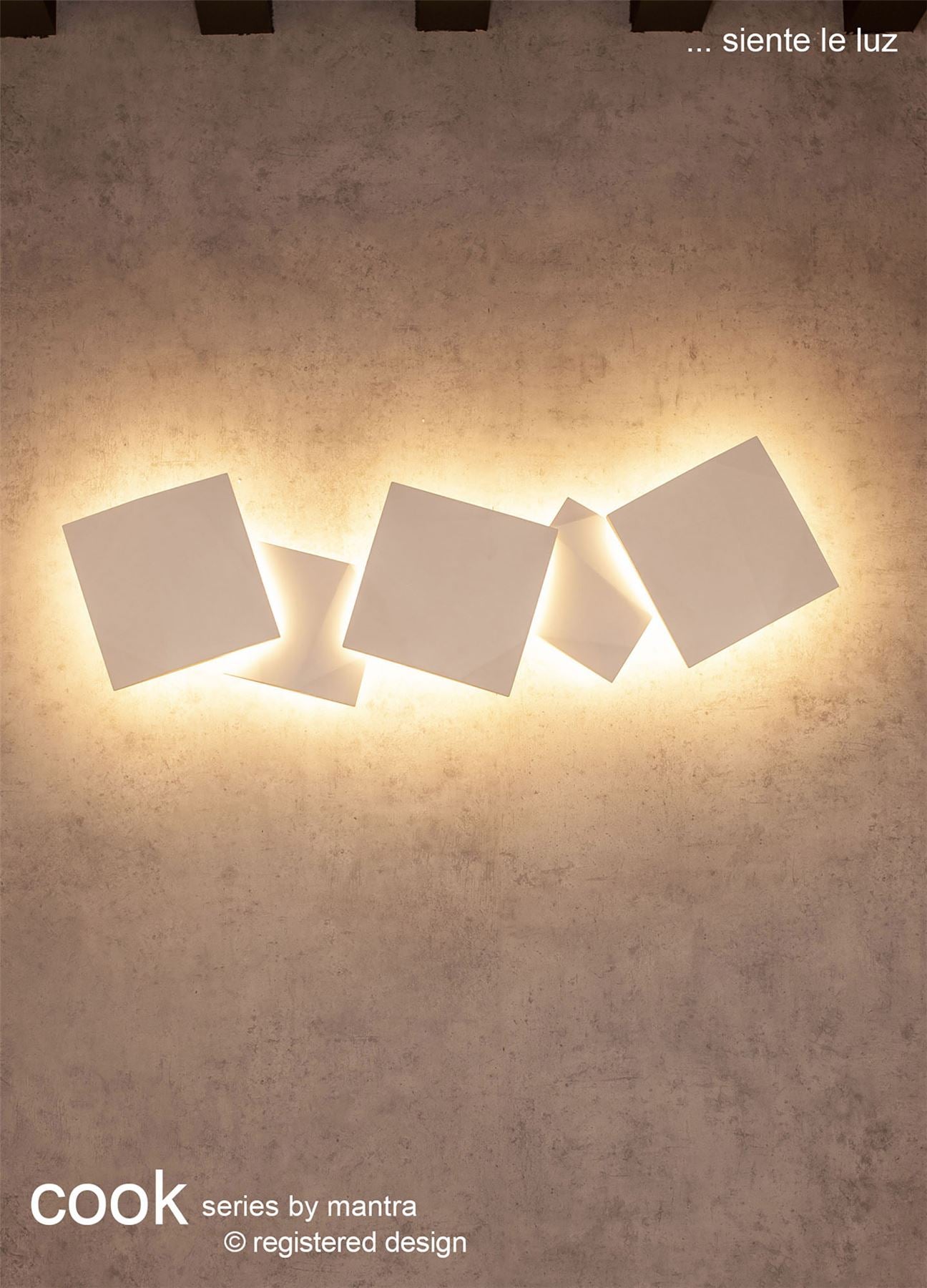 Mantra Fusion Cook Wall Light, 12.5W LED, 3000K, 975lm, White, 3yrs Warranty