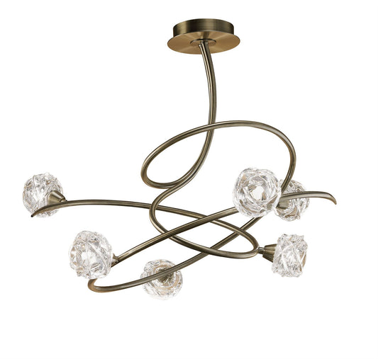 Mantra M4071 Maremagnum Ceiling 6 Light G9, Antique Brass