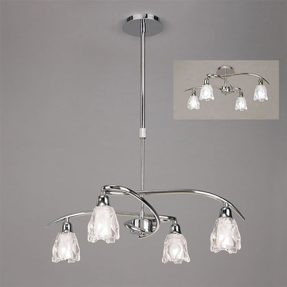 Mantra Amel 51cm Telescopic Convertible To Semi Flush 4 Light L1/SGU10, Polished Chrome, CFL Lamps INCLUDED