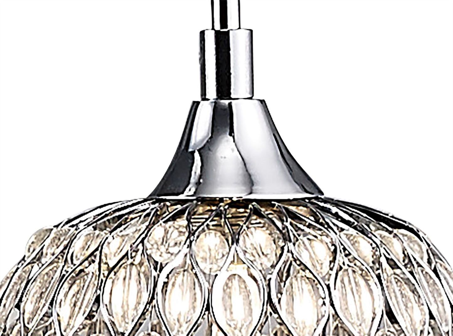 Diyas Chelsie Linear  5 Light G9 Line Polished Chrome/Clear Beaded Glass Ceiling Pendant Light Fitting