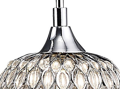 Diyas Chelsie Linear  5 Light G9 Line Polished Chrome/Clear Beaded Glass Ceiling Pendant Light Fitting