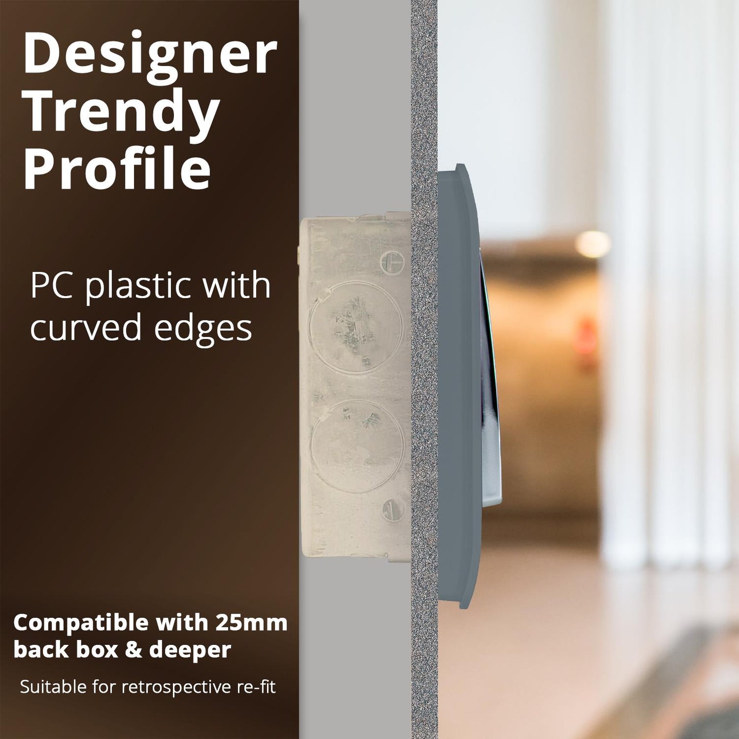 Trendi Artistic Modern Glossy  Home Automation Switch Warm Grey