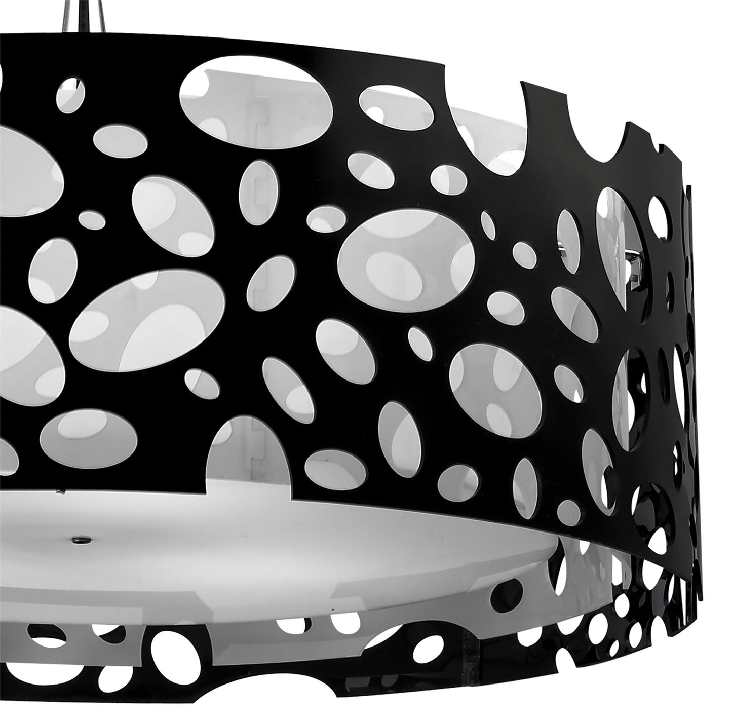 Mantra Lupin 60cm Pendant 4 Light E27, Gloss Black/White Acrylic/Polished Chrome, CFL Lamps INCLUDED