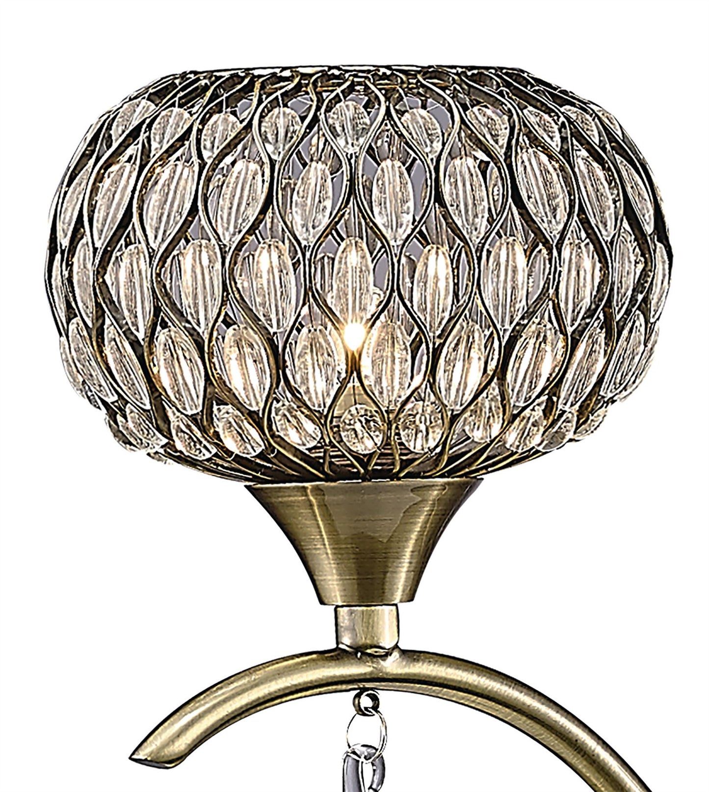 Diyas Chelsie 56cm  3 Light G9 Antique Brass/Clear Beaded Glass Ceiling Pendant Light Fitting