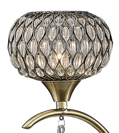Diyas Chelsie 56cm  3 Light G9 Antique Brass/Clear Beaded Glass Ceiling Pendant Light Fitting
