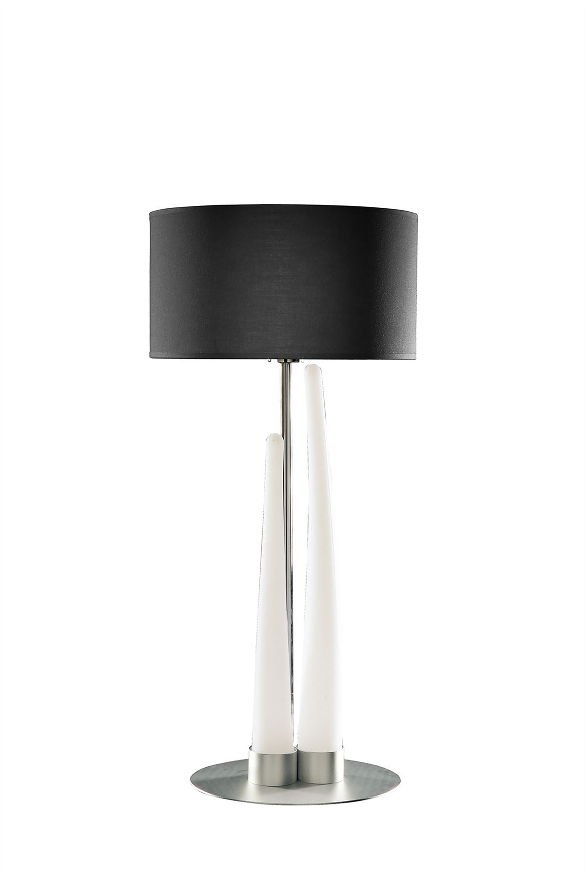 Mantra Estalacta Table Lamp 3 Light GU10 Indoor, Silver/Opal White with Black Shade