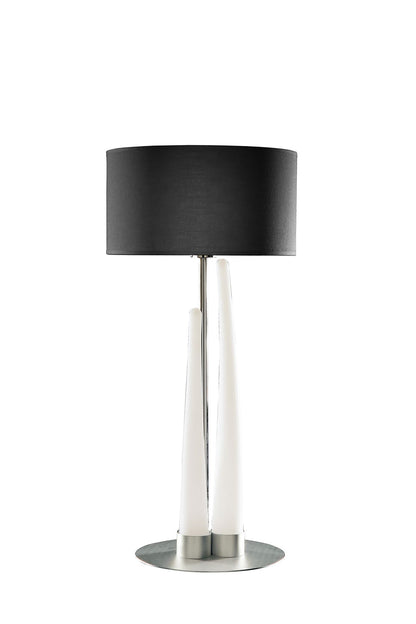 Mantra Estalacta Table Lamp 3 Light GU10 Indoor, Silver/Opal White with Black Shade