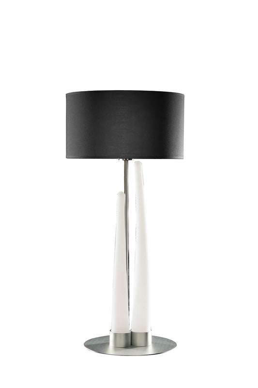 Mantra Estalacta Table Lamp 3 Light GU10 Indoor, Silver/Opal White with Black Shade