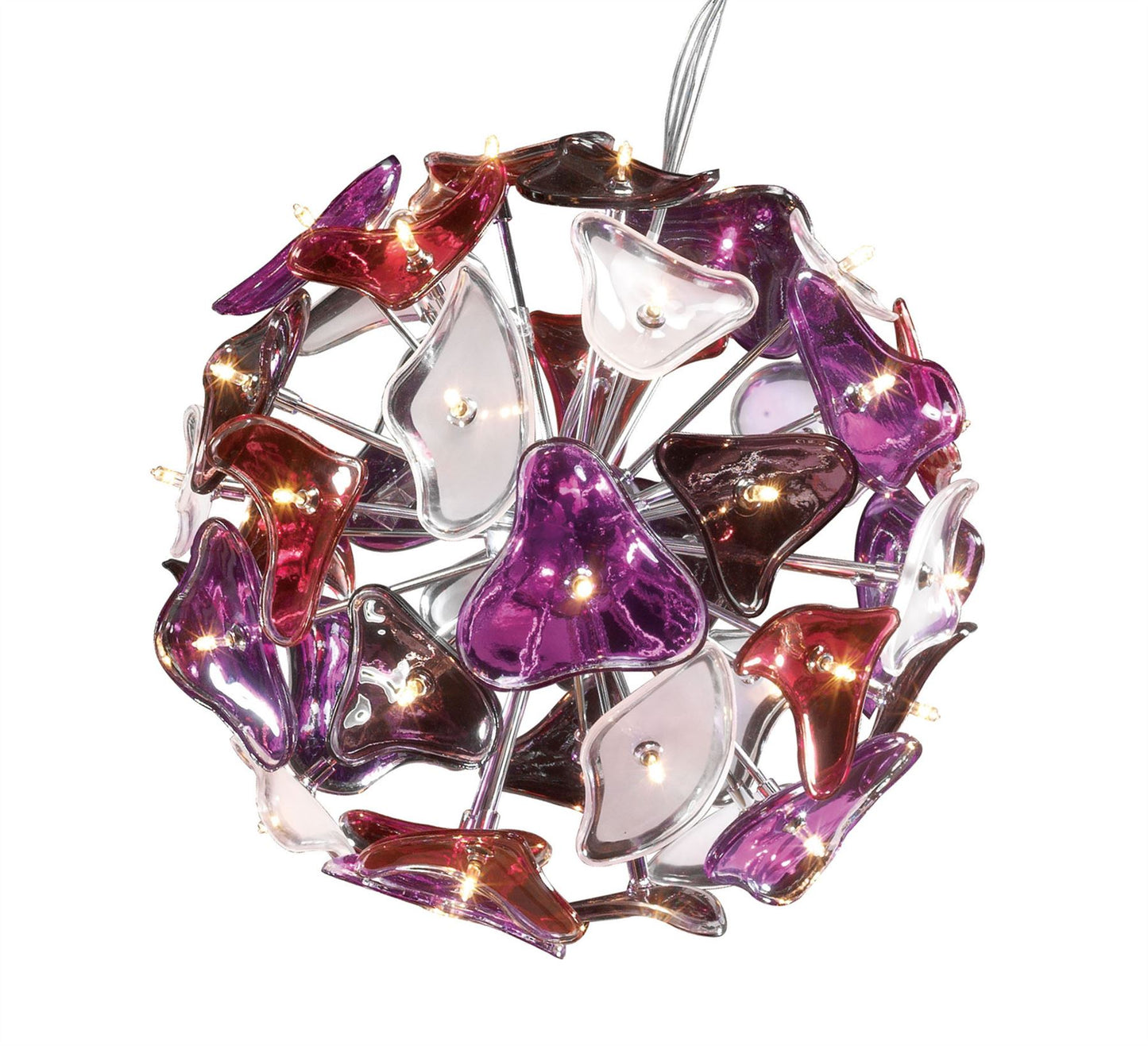 Mantra Otto 46cm Pendant 41 Light G4 Sphere, Polished Chrome/Frosted Glass/Multi-Colour Glass, NOT LED/CFL Compatible