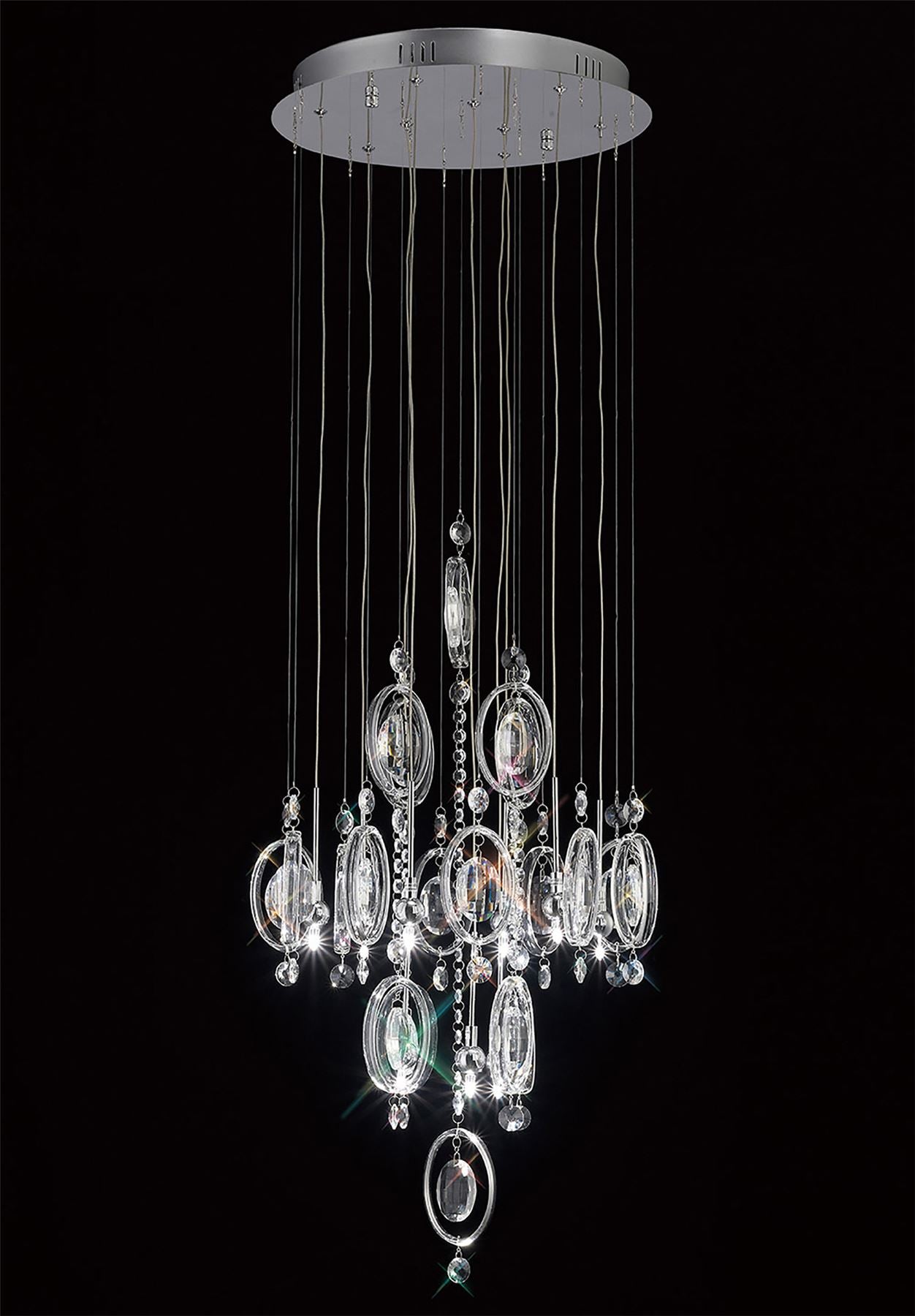 Diyas Solana 40cm  9 Light G4 Polished Chrome/Crystal, NOT LED/CFL Compatible Ceiling Pendant Light Fitting