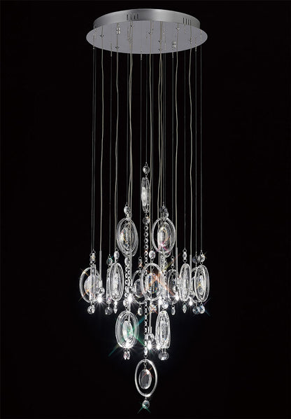 Diyas Solana 40cm  9 Light G4 Polished Chrome/Crystal, NOT LED/CFL Compatible Ceiling Pendant Light Fitting