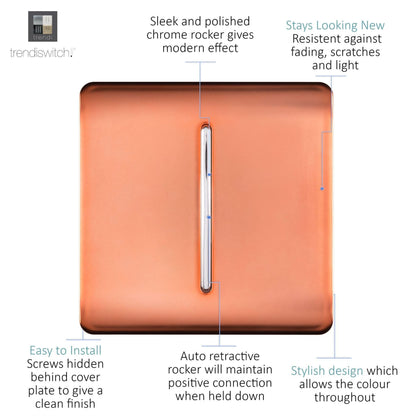 Trendi Artistic Modern Glossy Tactile Auto Retractive Door Bell Switch Copper