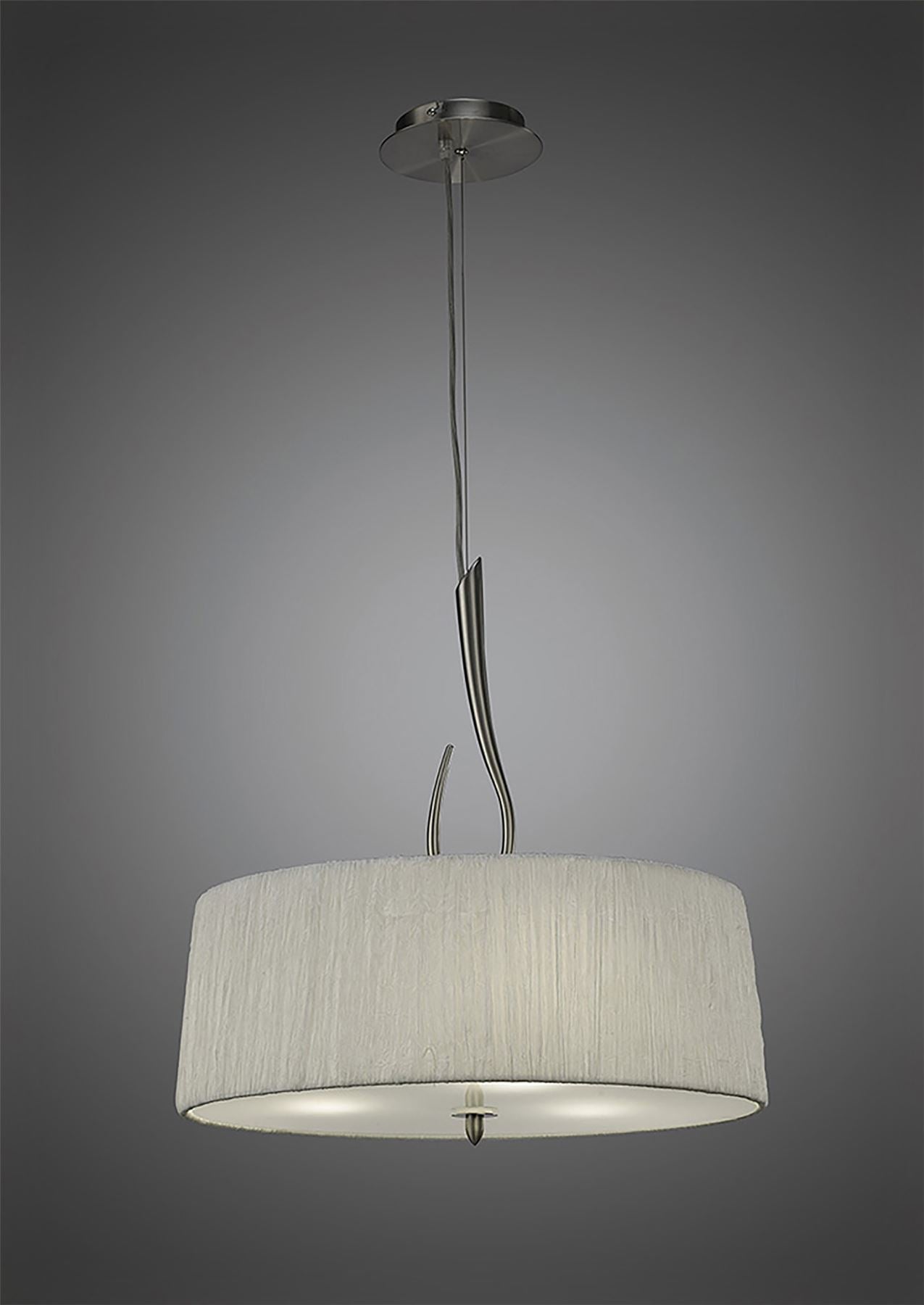 Mantra M3704 Lua Pendant 3 Light E27, Satin Nickel with White Shade