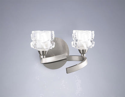 Mantra Ice Wall Light Switched 2 Light G9 ECO, Satin Nickel