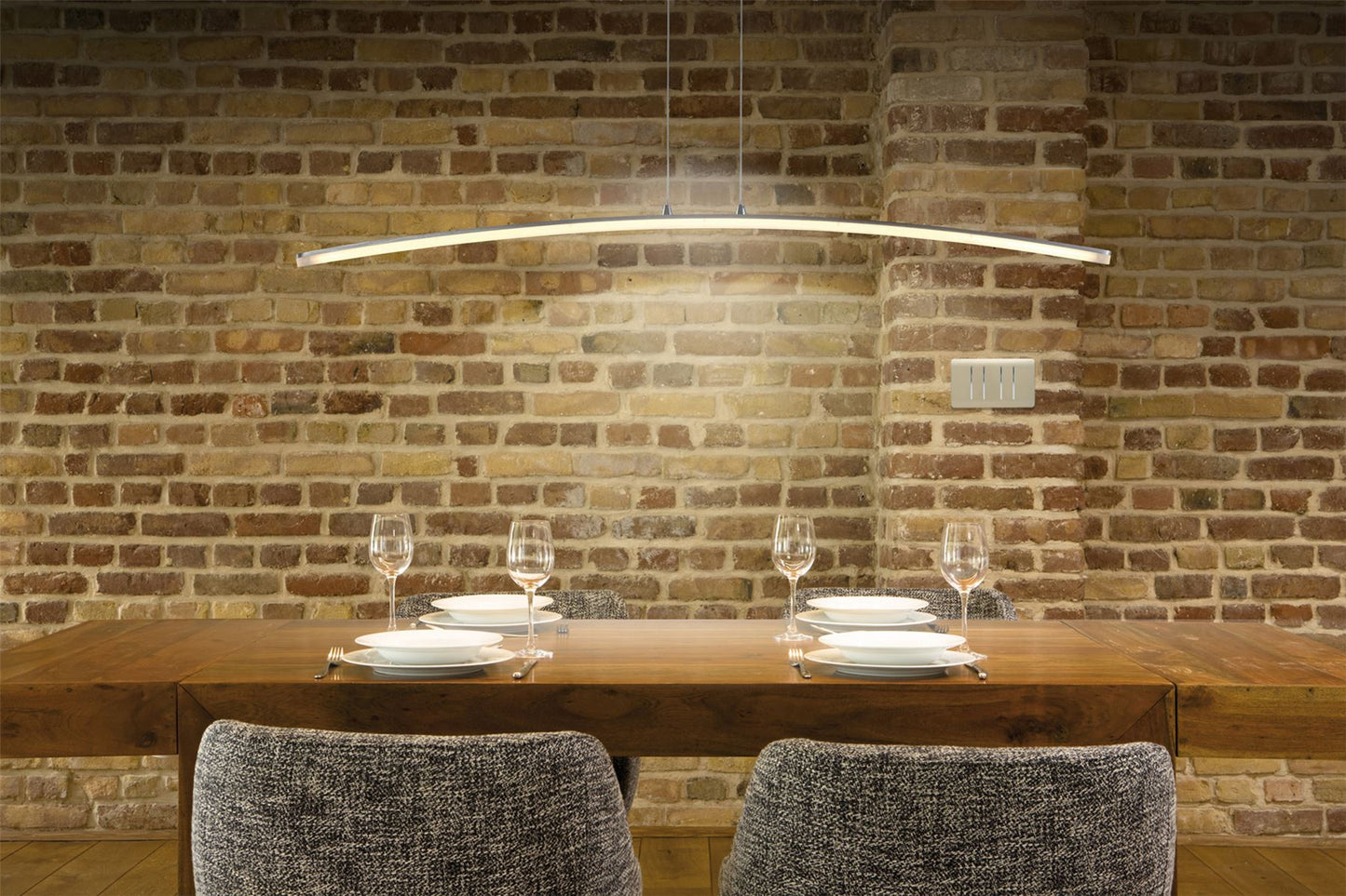 Mantra M4080 Hemisferic Linear Pendant 28W LED 110cm Bar 3000K, 1800lm, Satin Aluminium/Frosted Acrylic, 3yrs Warranty