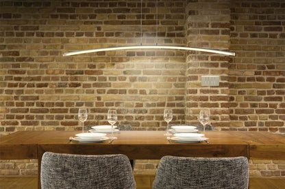 Mantra M4080 Hemisferic Linear Pendant 28W LED 110cm Bar 3000K, 1800lm, Satin Aluminium/Frosted Acrylic, 3yrs Warranty