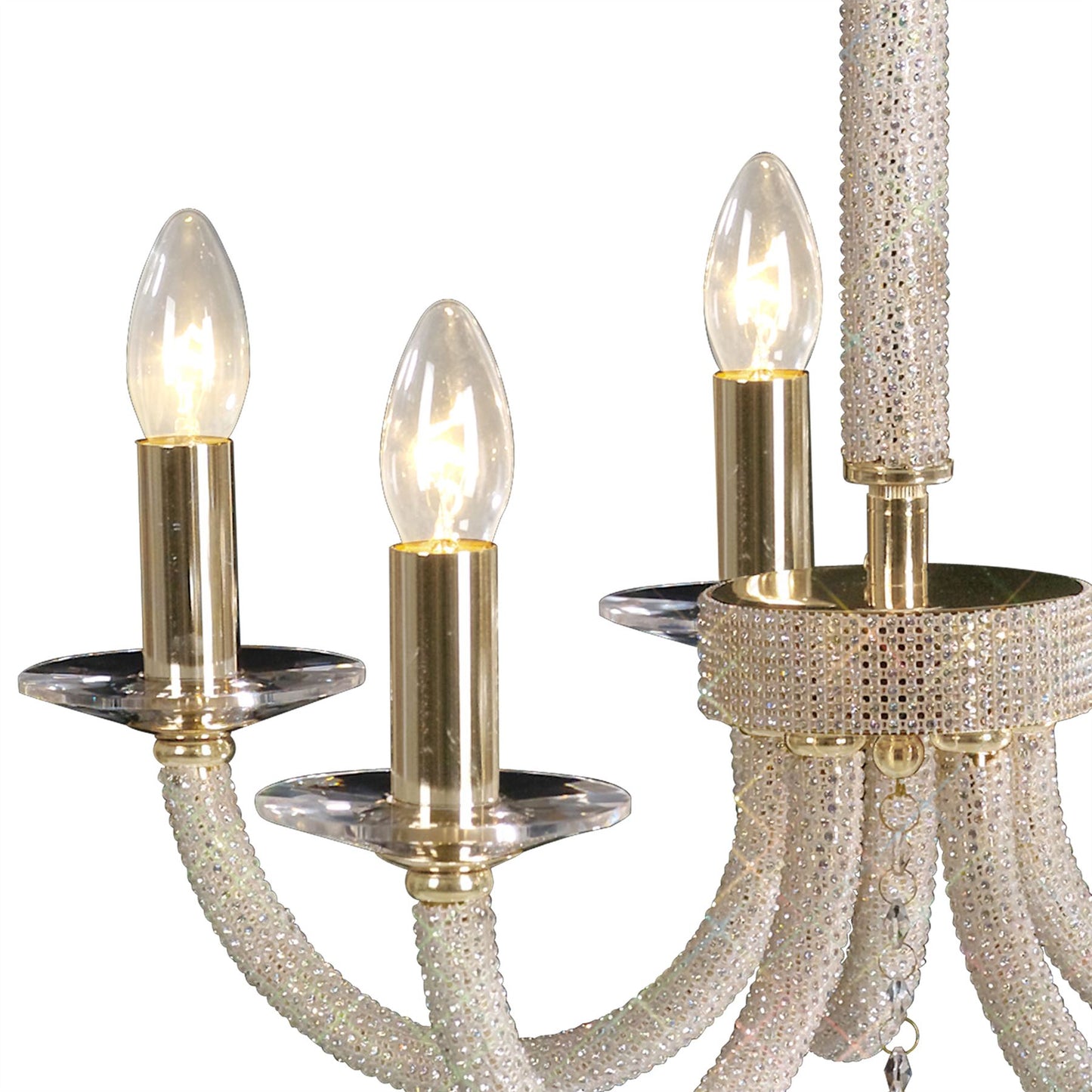 Diyas Elena  5 Light E14 Gold/Crystal Ceiling Pendant Light Fitting