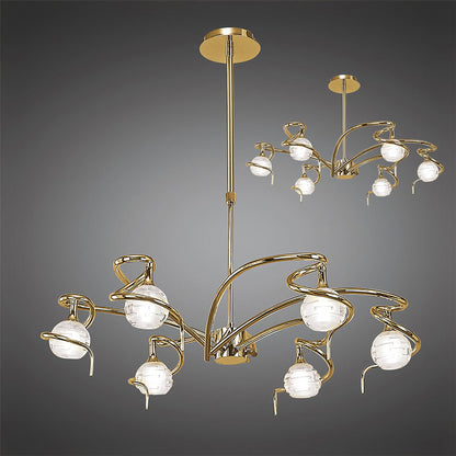 Mantra Dali 70cm Telescopic Pendant Convertible To Semi Flush 6 Light G9, Polished Brass