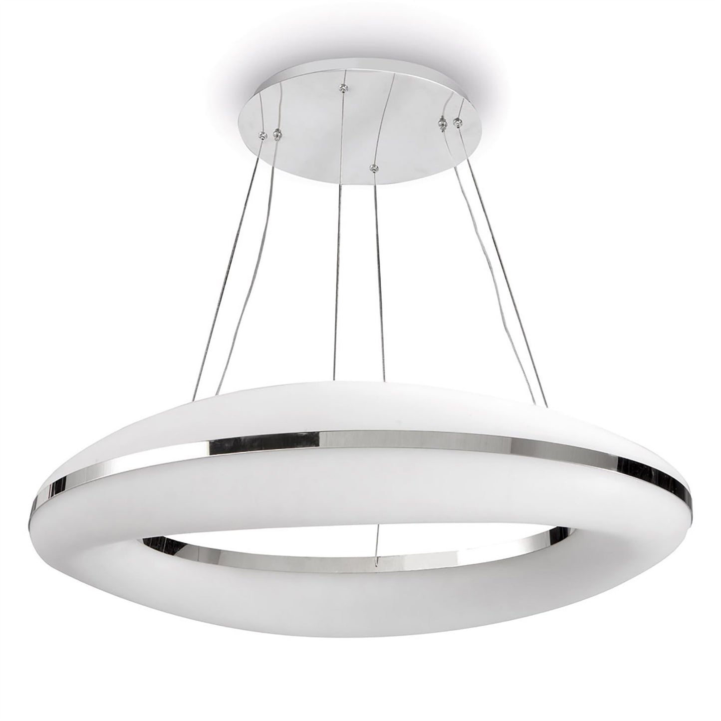 Mantra M4900 Oakley Oval Pendant 80W LED 3000K, 6400lm, Polished Chrome/Frosted Acrylic, 3yrs Warranty