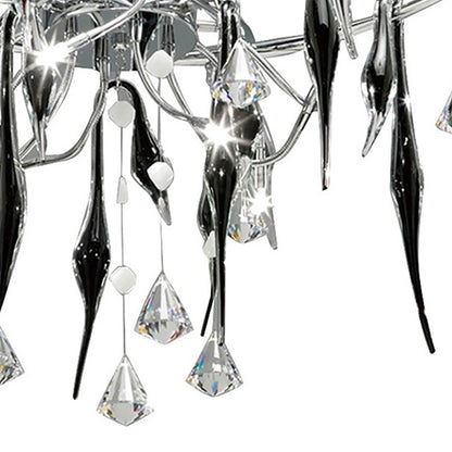 Diyas Cygnet 60cm  10 Light G4 Polished Chrome/Black Glass/Crystal, NOT LED/CFL Compatible Ceiling Light Fitting