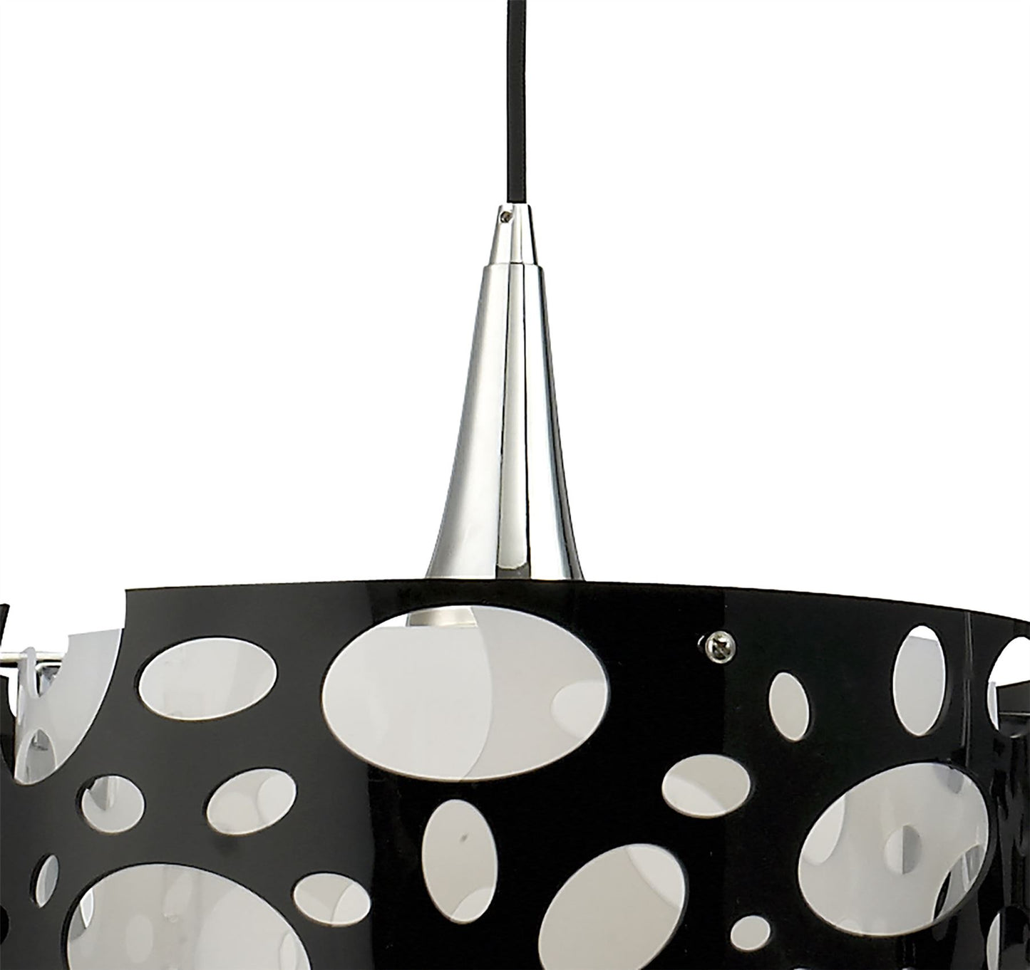 Mantra Lupin Linear Pendant 2 Light E27 Line, Gloss Black/White Acrylic/Polished Chrome, CFL Lamps INCLUDED