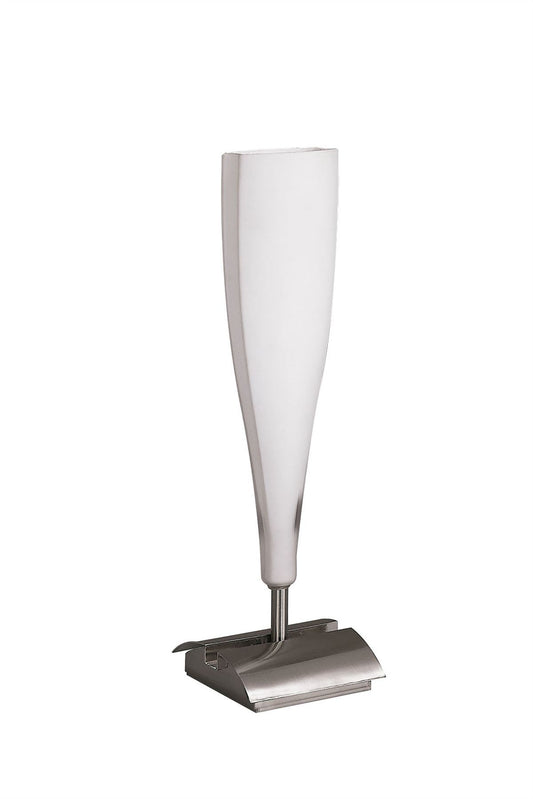 Mantra Java Table Lamp Small 1 Light E14, Satin Nickel/Frosted White Glass