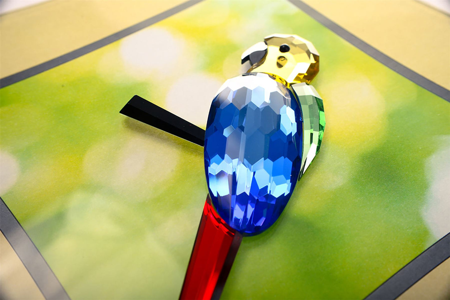 Diyas Home Crystal Wall Art (DH) Nature Parrot, Black Frame, Blue, Yellow, Black, Green, Red Crystal Framed