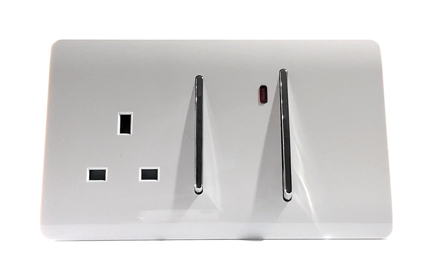 Trendi Artistic Modern 45 A Cooker Switch Inc Plug Socket & Neon Insert White