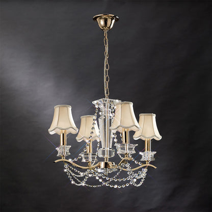 Diyas Nydia 55cm  4 Light E14 French Gold/Crystal Ceiling Pendant Light Fitting