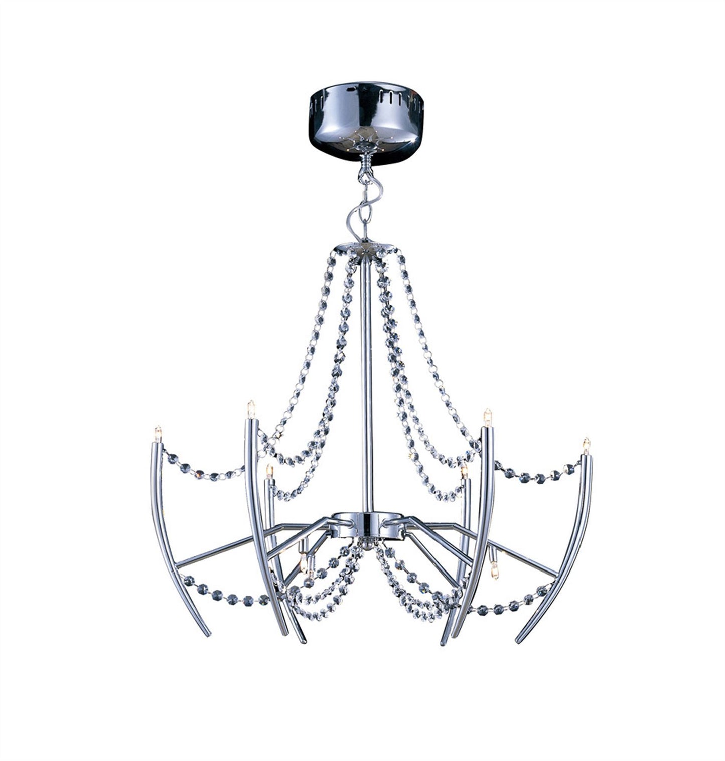 Diyas Zest 60cm  Round 9 Light G4 Polished Chrome/Crystal, NOT LED/CFL Compatible Ceiling Pendant Light Fitting