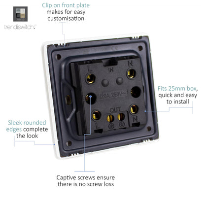 Trendi Switch 1 Gang 20 Amp Heavy Duty Rocker Switch in Matt White - ART-WHS1MWH