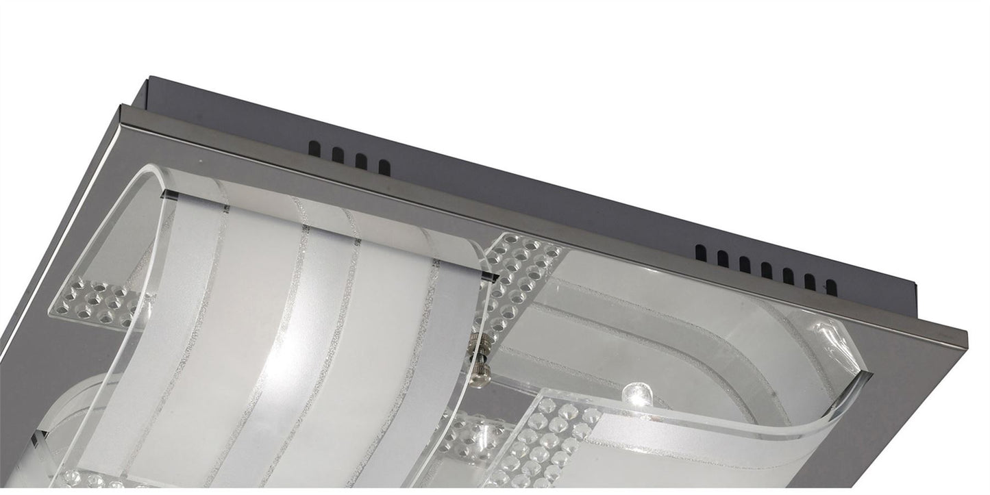 Diyas Charis Square Flush  Large 4 Light G9 Polished Chrome/Glass/Crystal Ceiling Light Fitting